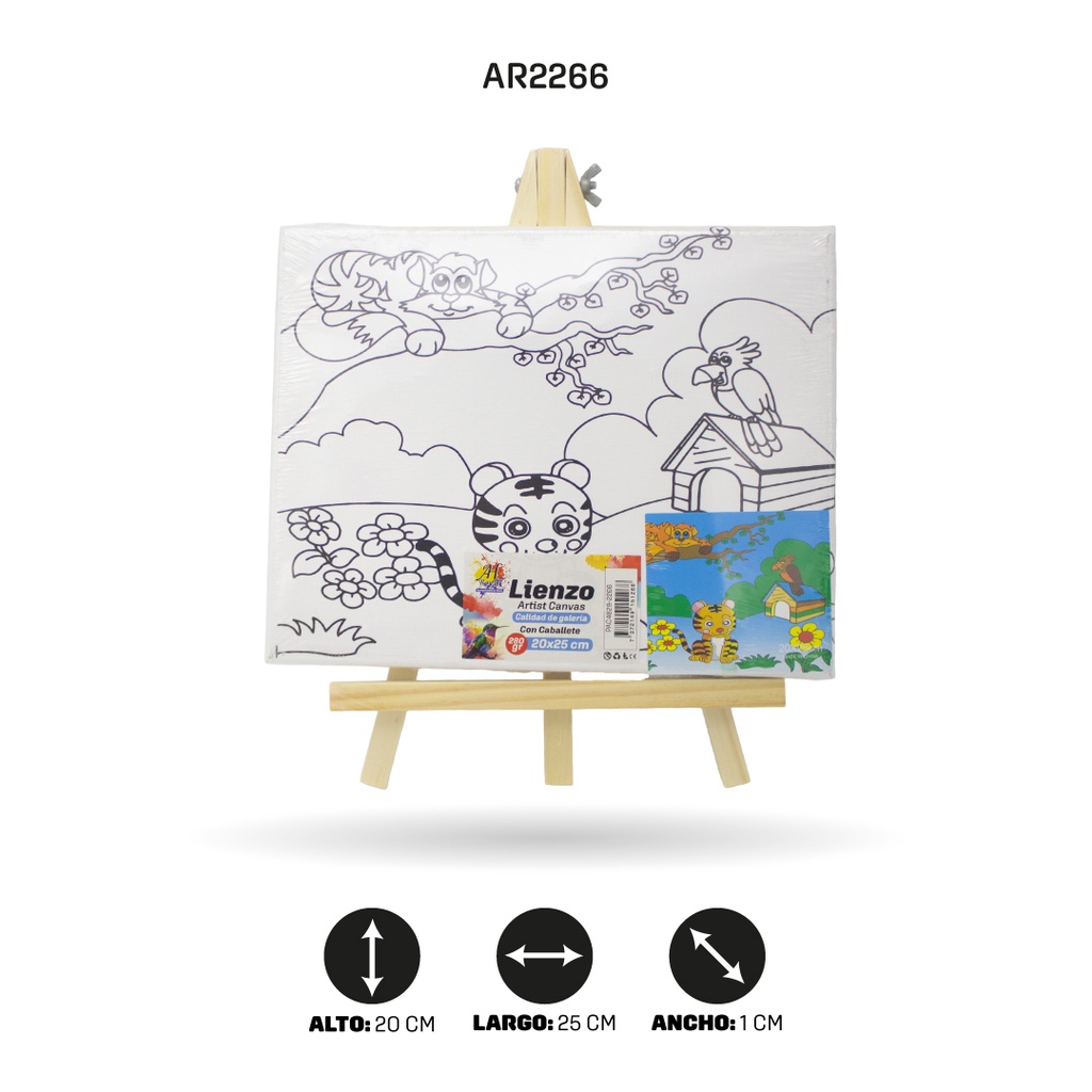 LIENZO ESTAMPADO 20x25CM CON CABALLETE 8 MOTIVOS [PAC4829-2266]