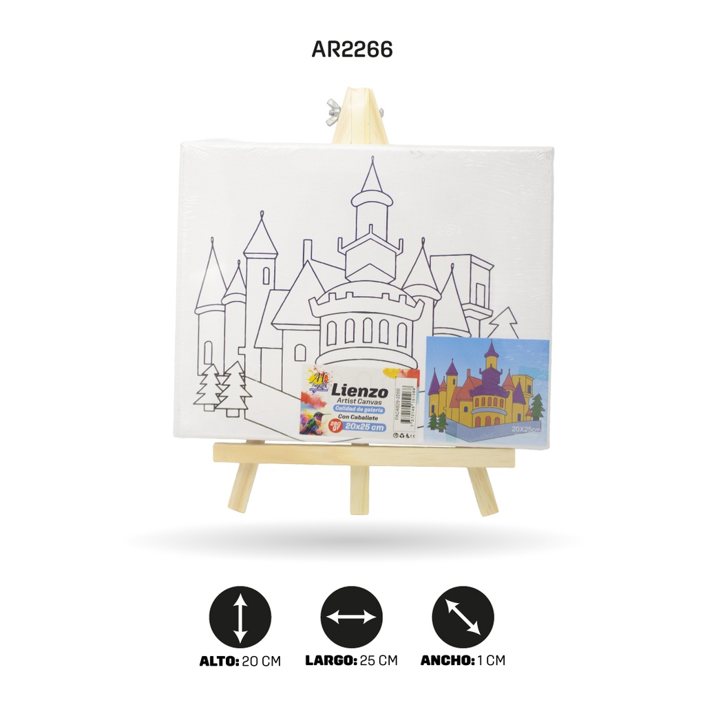 LIENZO ESTAMPADO 20x25CM CON CABALLETE 8 MOTIVOS [PAC4829-2266]