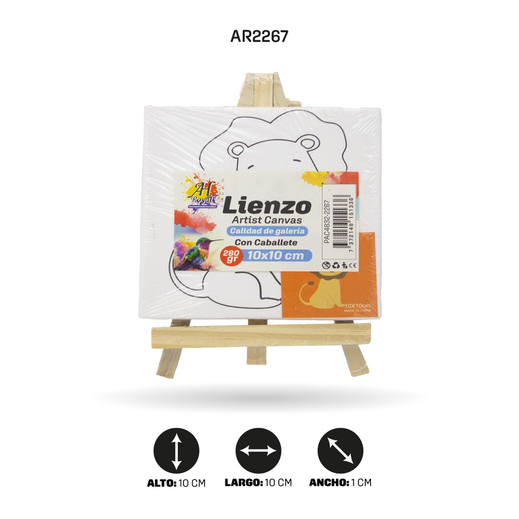 LIENZO ESTAMPADO  10x10CM CABALLETE 9 MOTIVOS [PAC4832-2267]