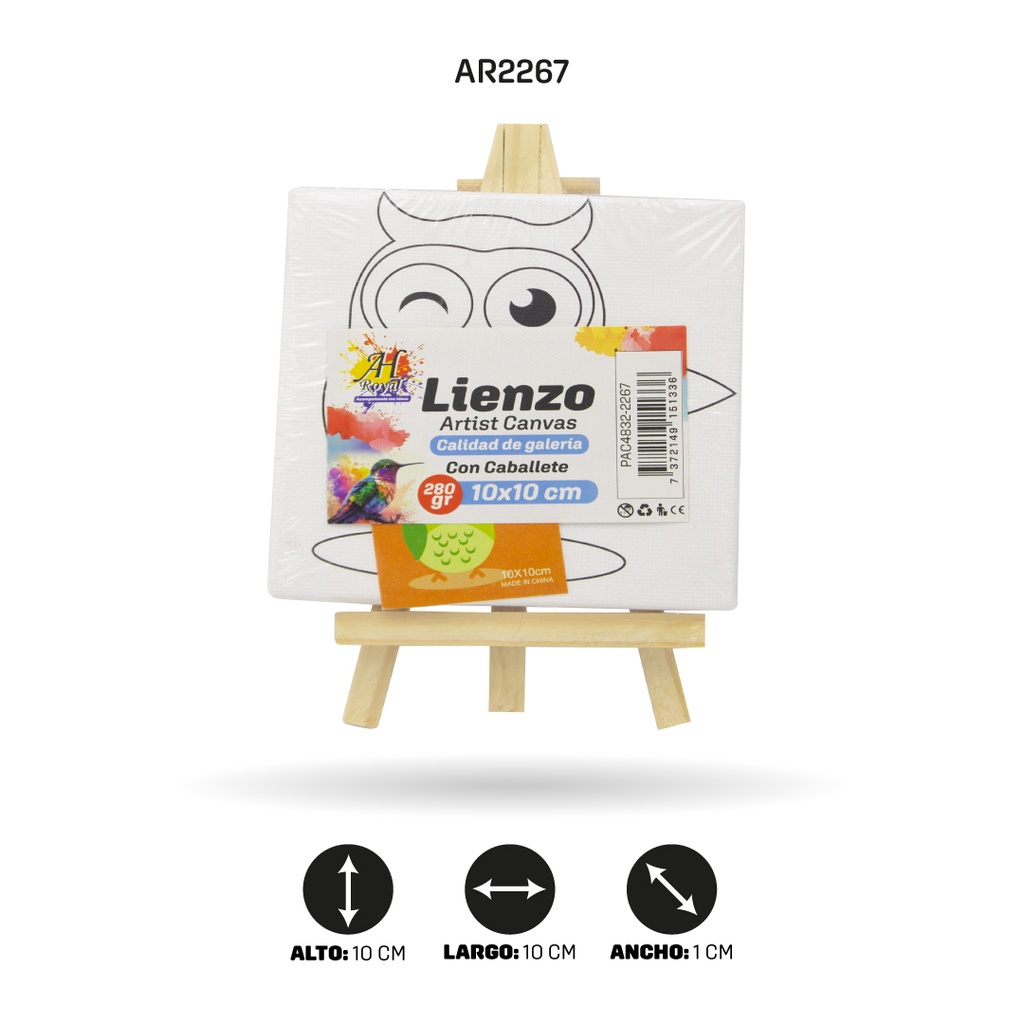 LIENZO ESTAMPADO  10x10CM CABALLETE 9 MOTIVOS [PAC4832-2267]