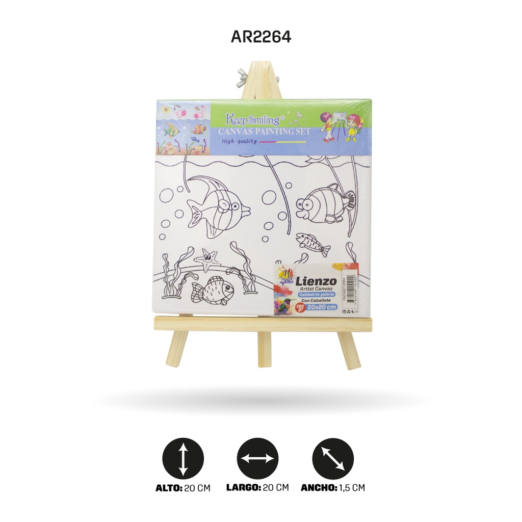 LIENZO ESTAMPADO 20x20CM CON CABALLETE 8 MOTIVOS [PAC4827-2264]