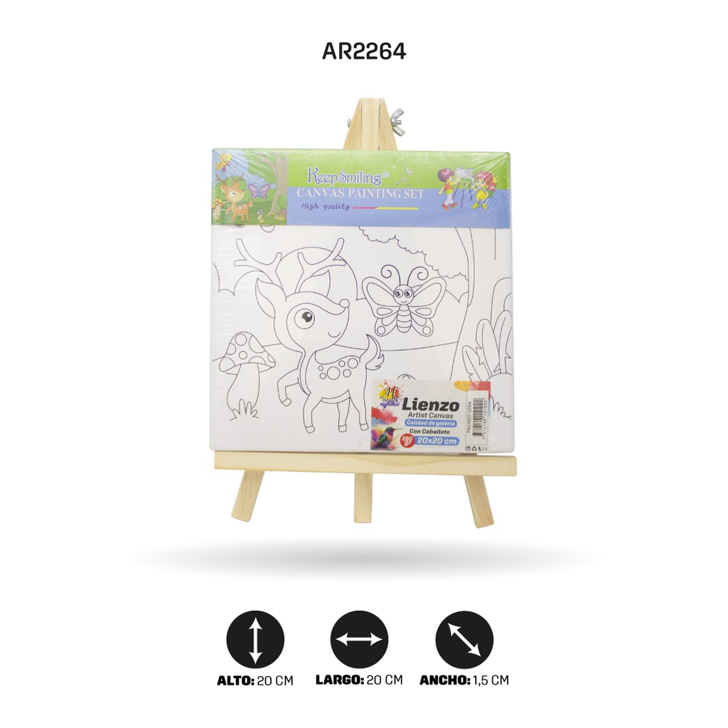 LIENZO ESTAMPADO 20x20CM CON CABALLETE 8 MOTIVOS [PAC4827-2264]