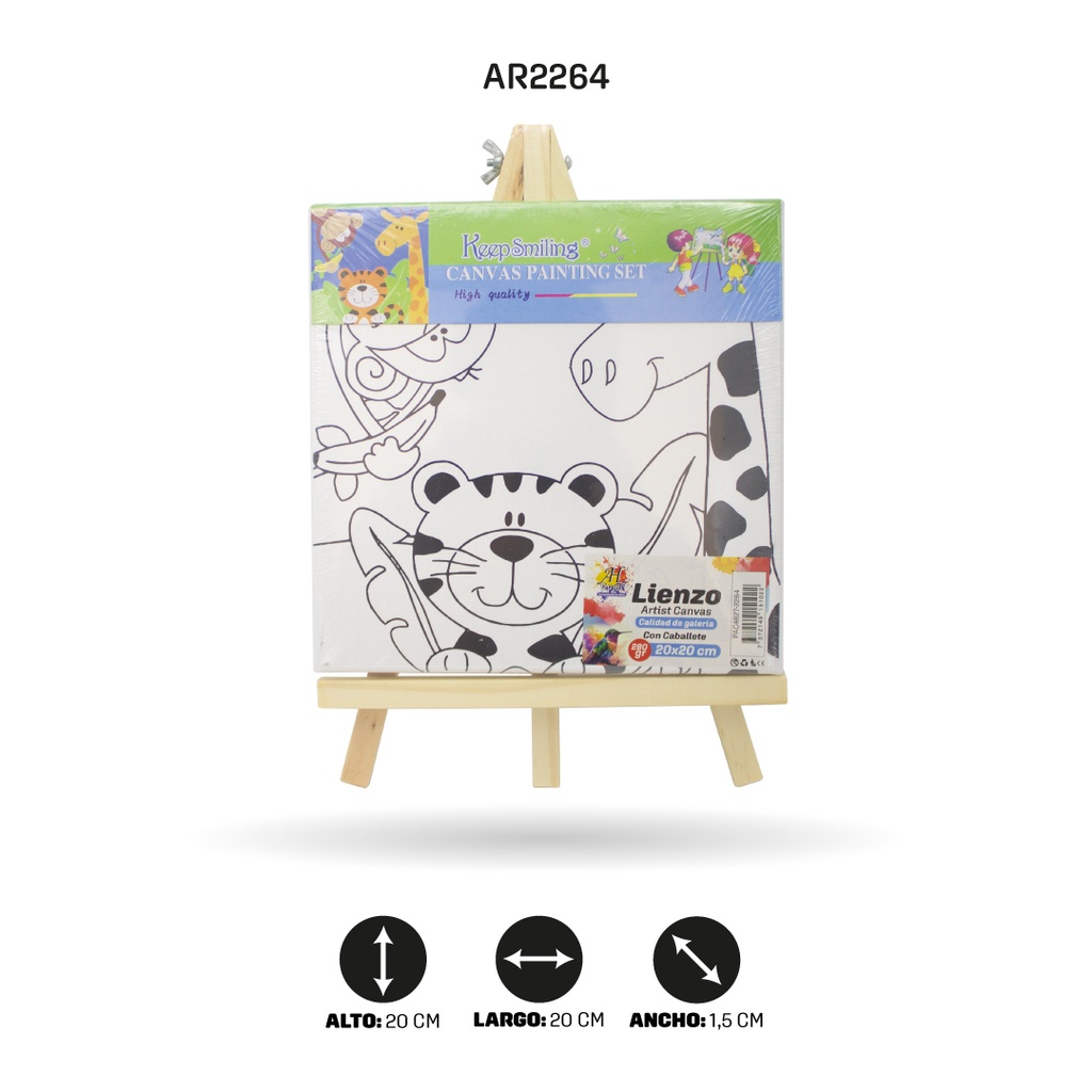 LIENZO ESTAMPADO 20x20CM CON CABALLETE 8 MOTIVOS [PAC4827-2264]