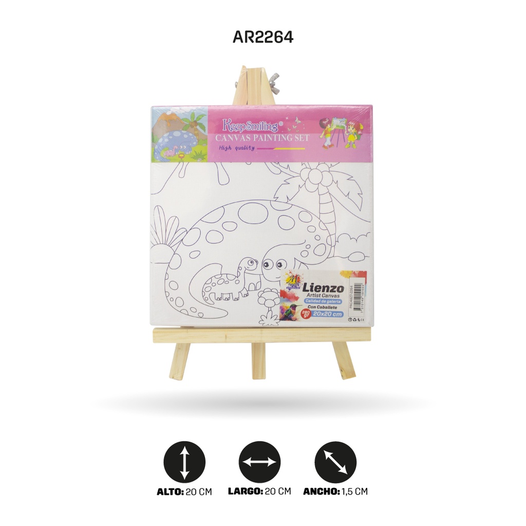 LIENZO ESTAMPADO 20x20CM CON CABALLETE 8 MOTIVOS [PAC4827-2264]