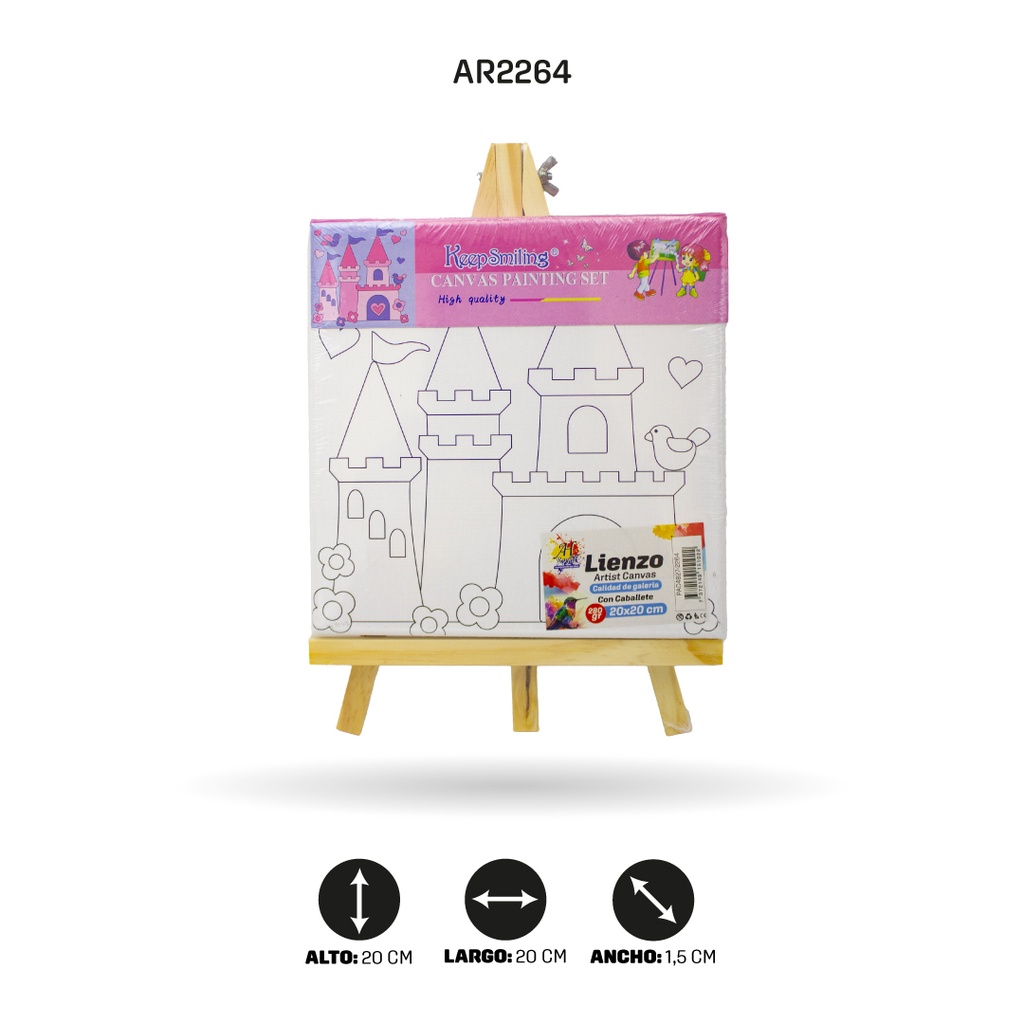 LIENZO ESTAMPADO 20x20CM CON CABALLETE 8 MOTIVOS [PAC4827-2264]