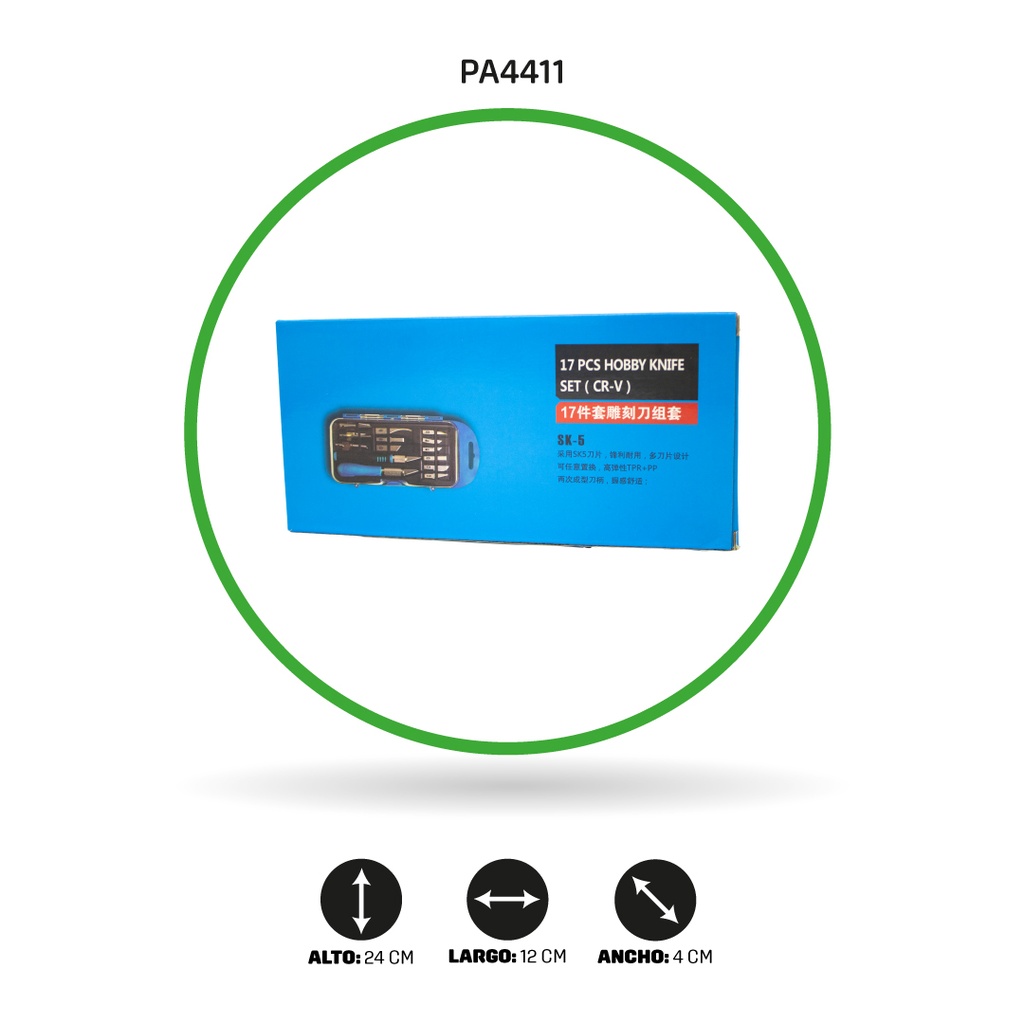 JUEGO BISTURI PUNTA LANZA 17PCS FINO [PAC3313-4411]