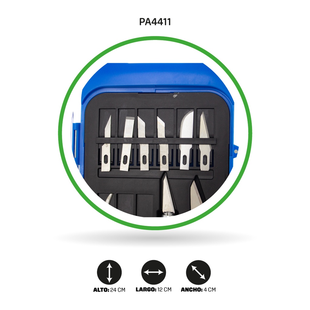 JUEGO BISTURI PUNTA LANZA 17PCS FINO [PAC3313-4411]