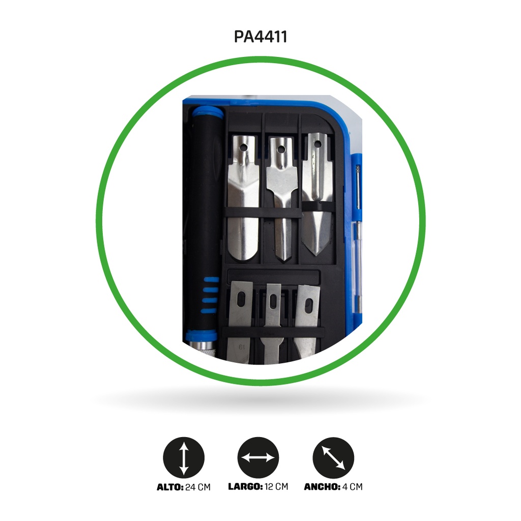 JUEGO BISTURI PUNTA LANZA 17PCS FINO [PAC3313-4411]