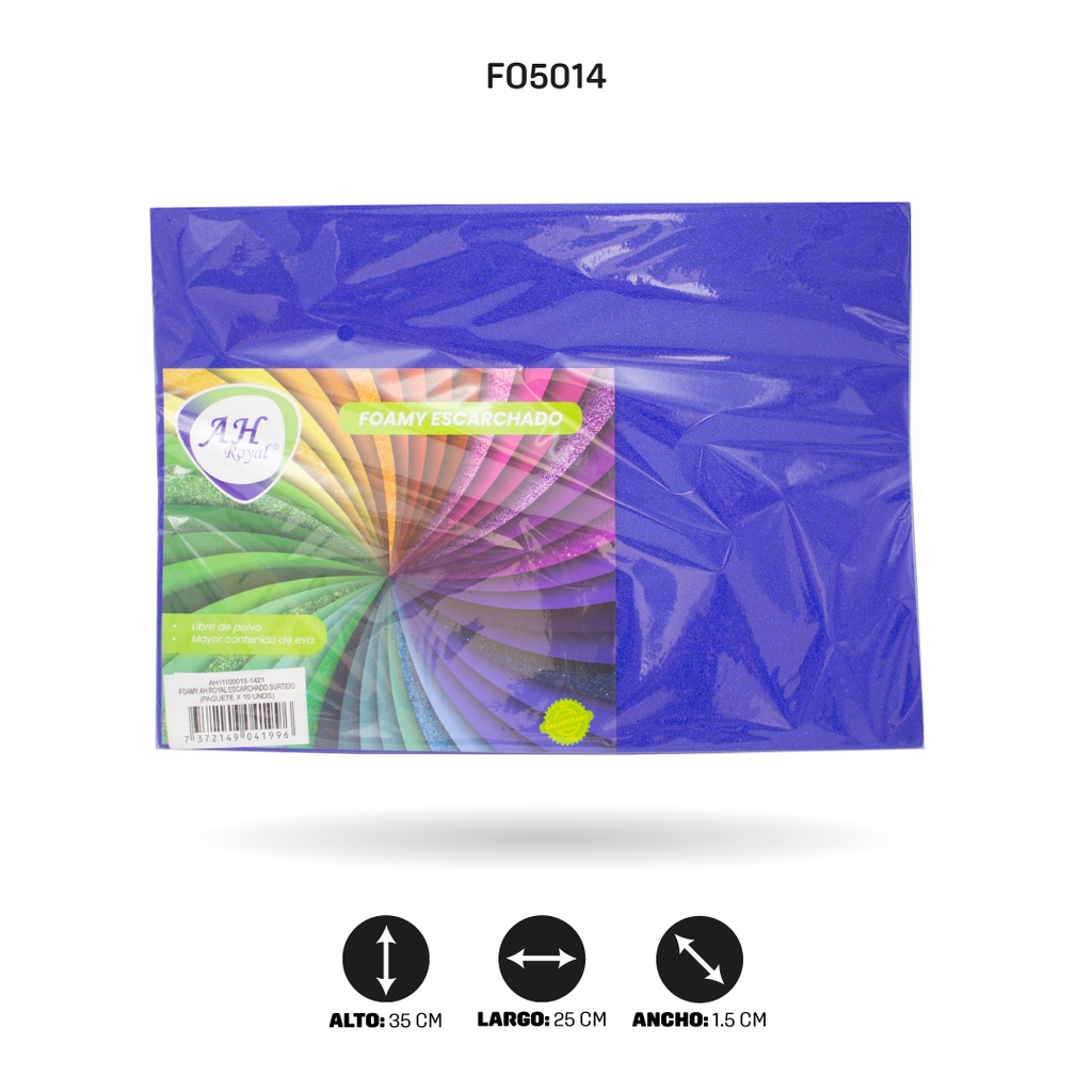 FOAMY 1/8 AH ROYAL ESCARCHADO SURTIDO X 10 UNDS [AH81100015]