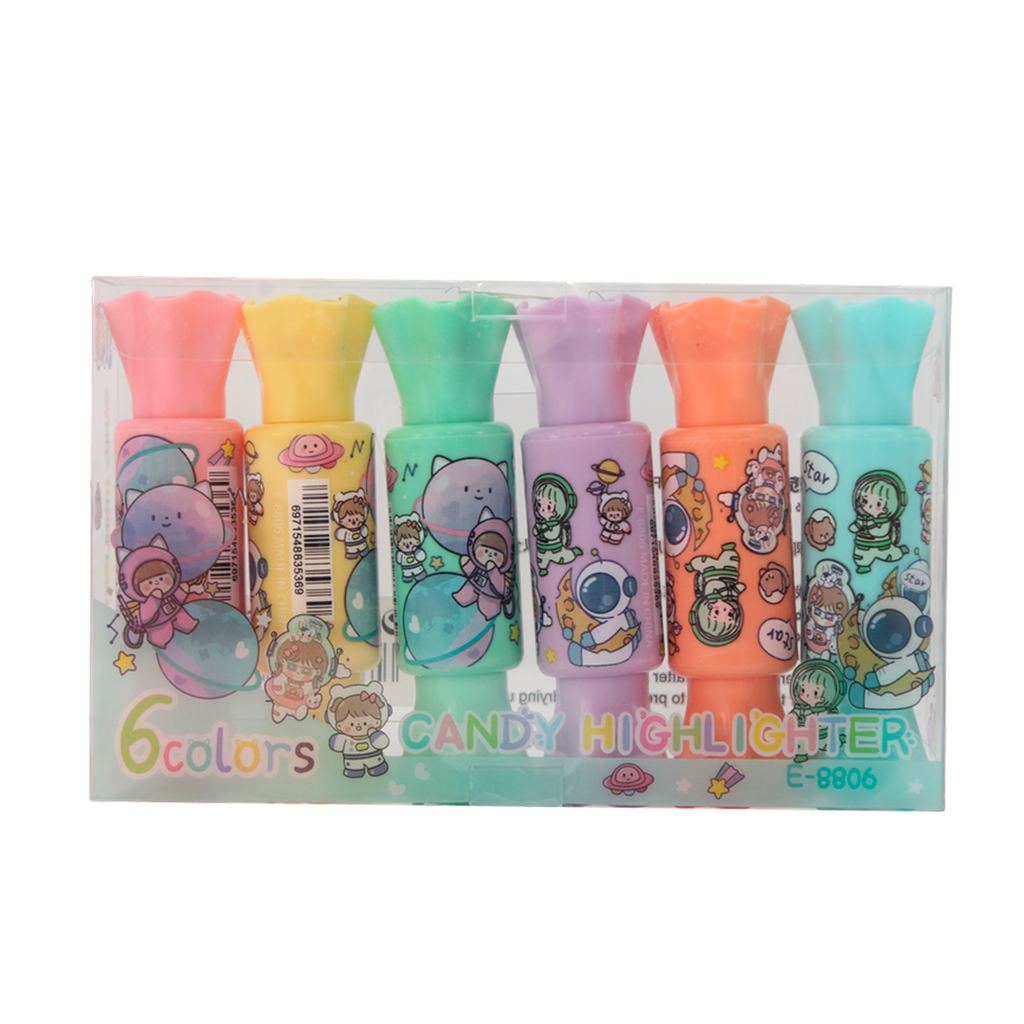 RESALTADOR  DOBLE PUNTA REDONDA Y BISELADA X 6 UND  E8806 PAC3145