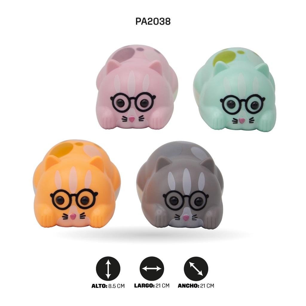 SACAPUNTA GATO CON GAFAS DOBLE CON BORRADOR X16 ZD-0058 [PAC5472]