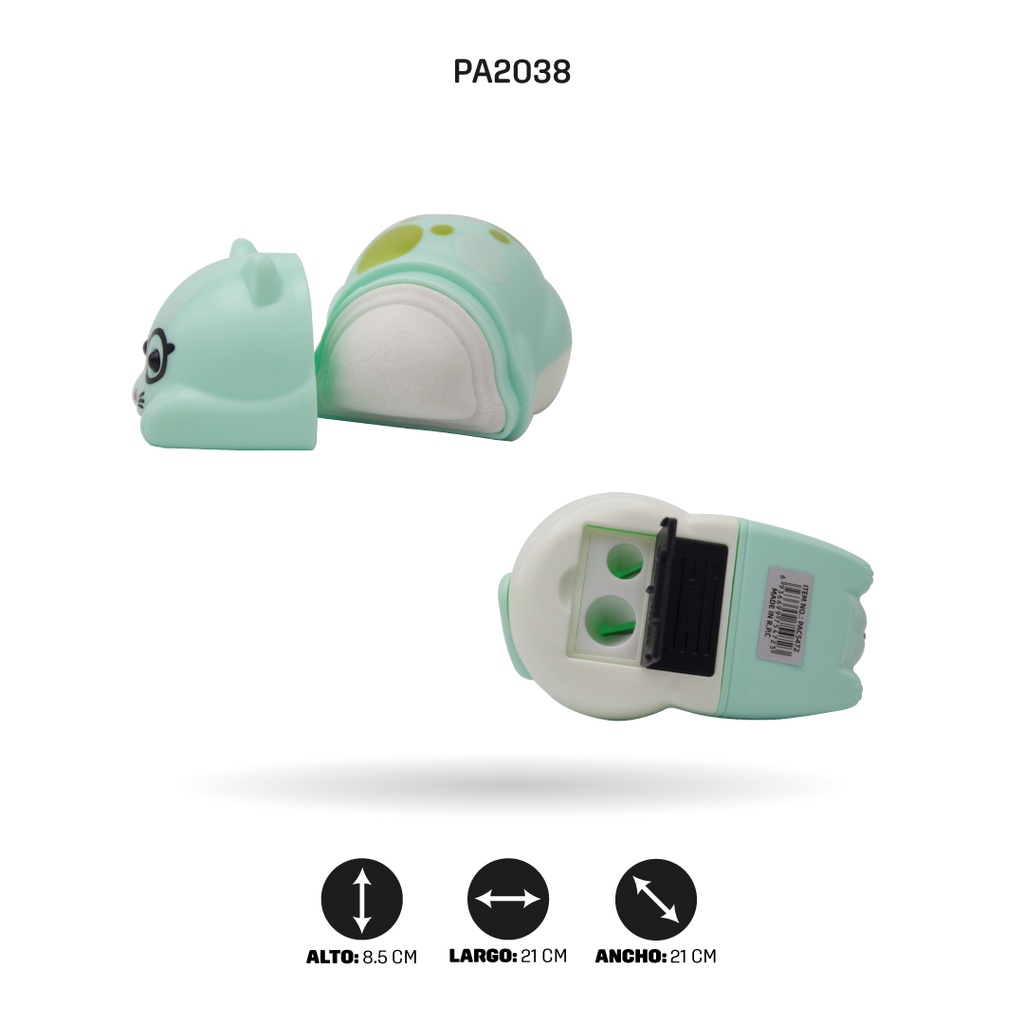 SACAPUNTA GATO CON GAFAS DOBLE CON BORRADOR X16 ZD-0058 [PAC5472]