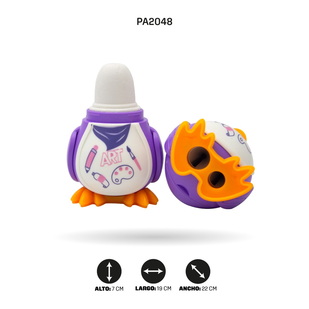 SACAPUNTA PINGÜINO PROFESIONES DOBLE CON BORRADOR  ZD-0089 [PAC5473]