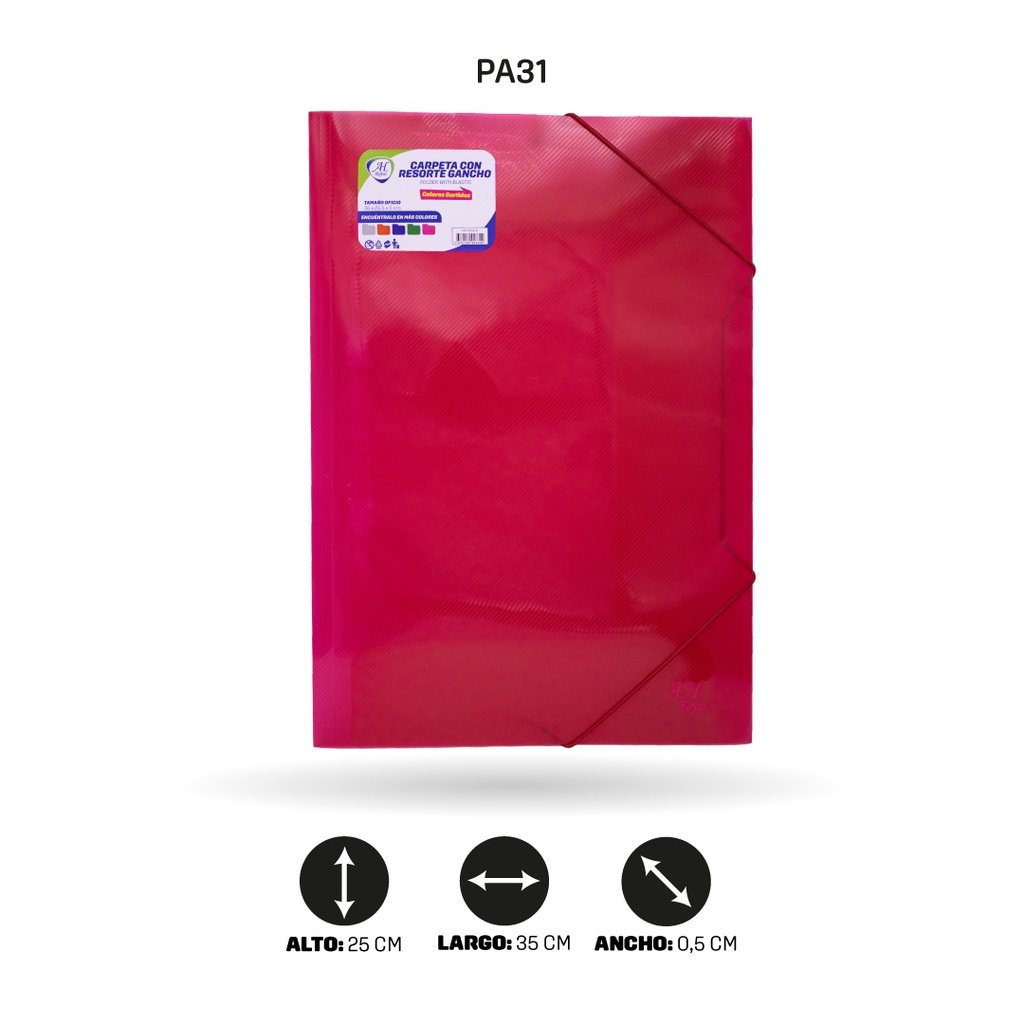 CARPETA AH ROYAL OFICIO GANCHO Y RESORTE POLICOVER 48 MICRAS [PAC70202-PAC5346]