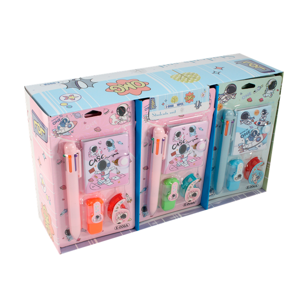 SET BOLIGRAFO 6MINAS +AGENDA +DISPENSADOR +RESALTADOR E-006A (PAC3148) (X18UND)