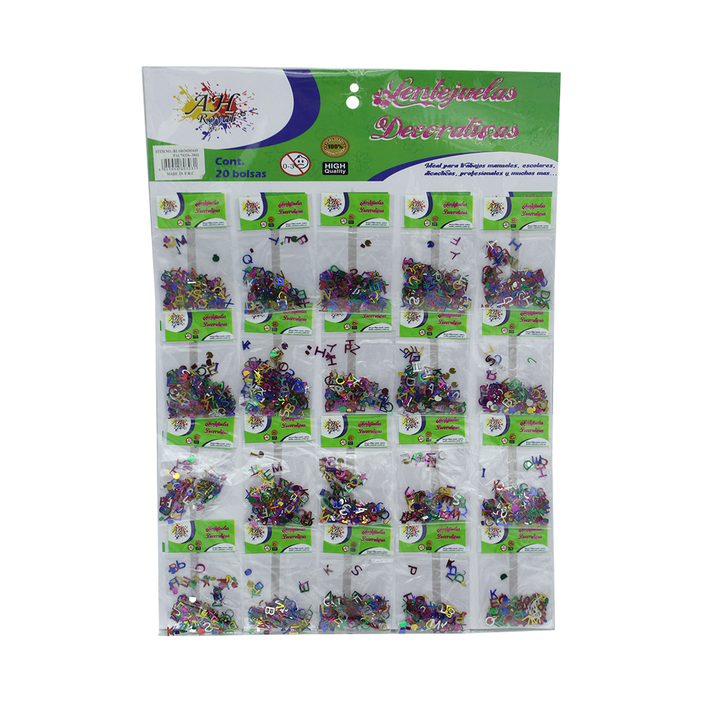 LENTEJUELAS AH ROYAL LETRAS SET X 20 unds [PAC70256-3802]