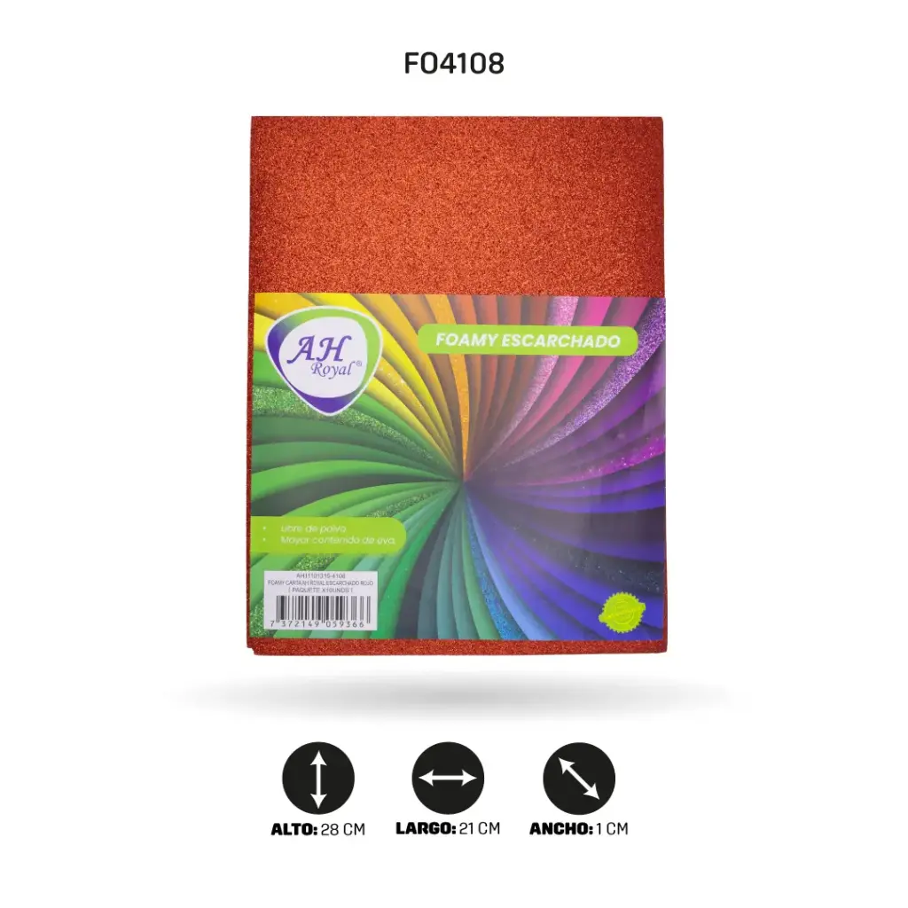 FOAMY CARTA AH ROYAL ESCARCHADO ROJO X 10 UNDS [AH11101315-4108]