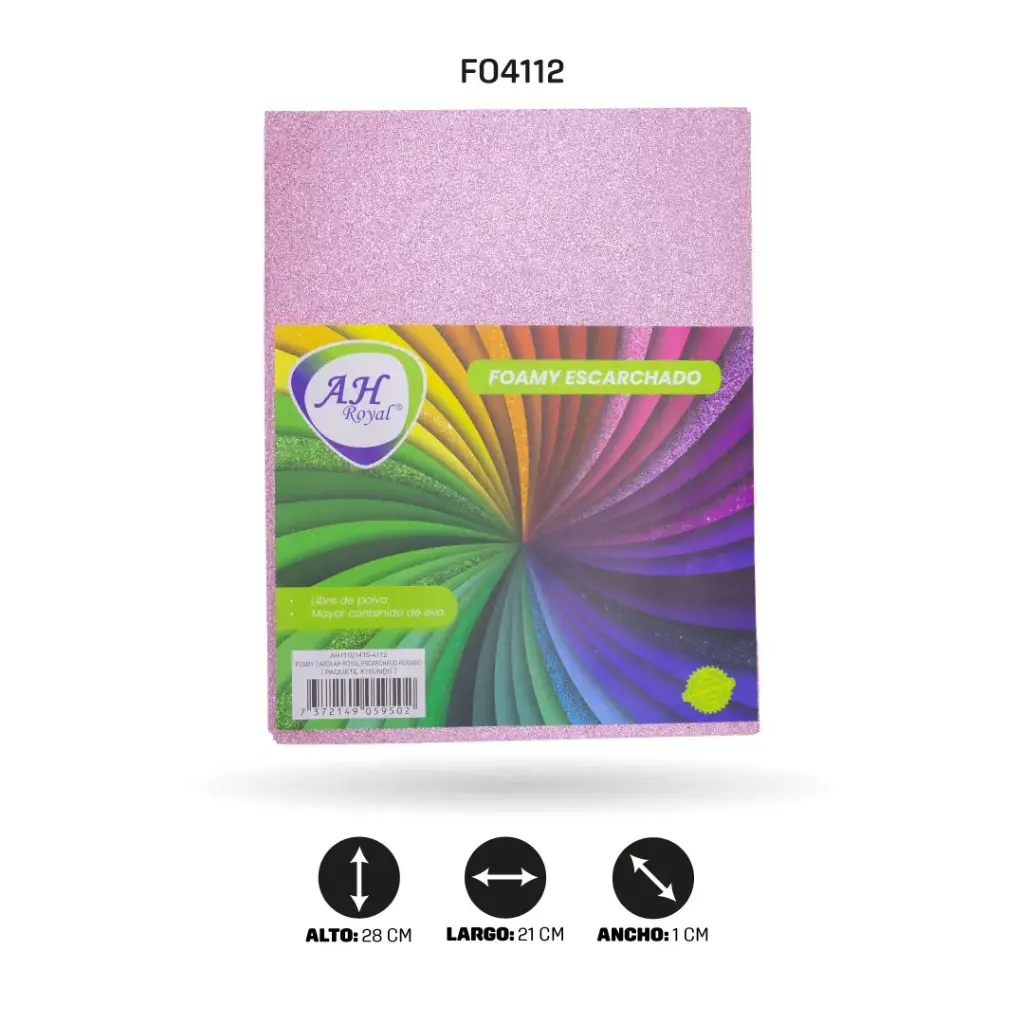 FOAMY CARTA AH ROYAL ESCARCHADO ROSADO X 10 UNDS [AH11101415-4112-AH11101415]