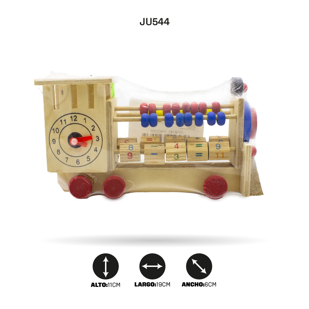 JUEGO DIDACTICO ABACO CON RELOJ EN MADERA FIGURA TREN [PAC2293]