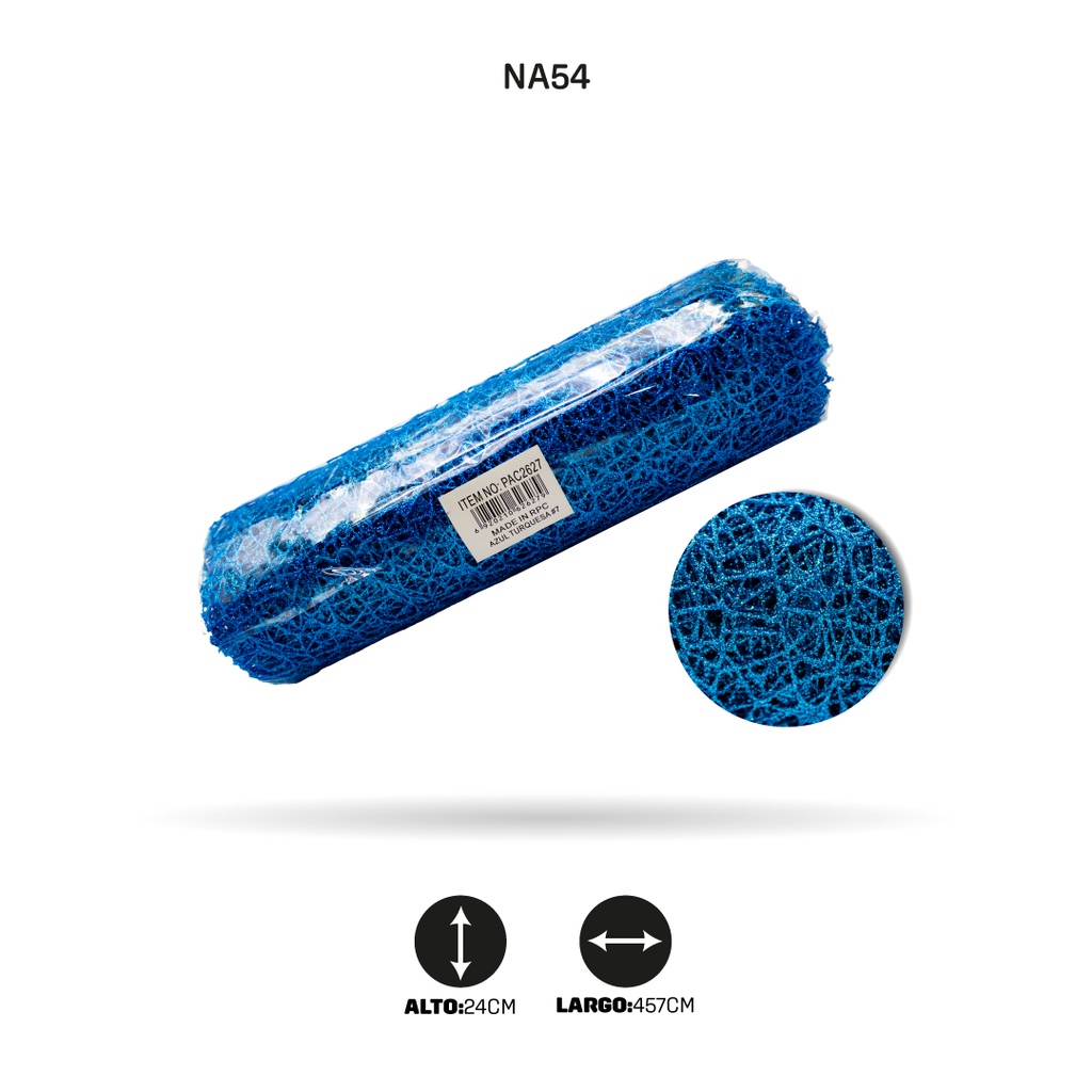 MALLA DE NAVIDAD CON POLVO AZUL TURQUESA X120 [PAC2627]