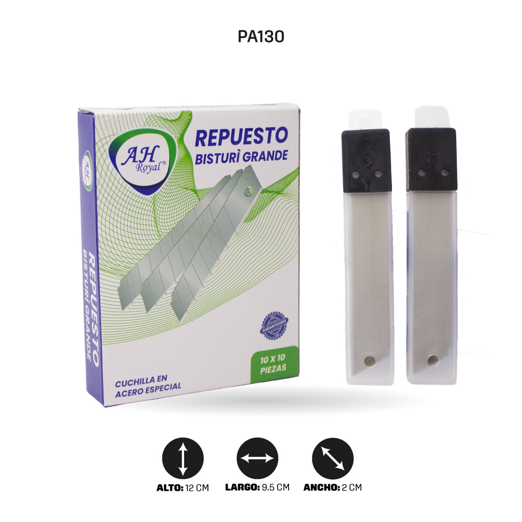 REPUESTO GRANDE DE BISTURI AH ROYAL CAJA X 1O [PAC3239-130][PAC40055]