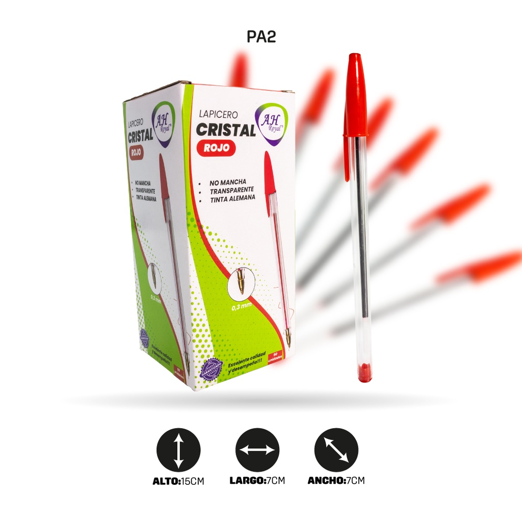 BOLIGRAFO AH ROYAL CRISTAL ROJO CAJA [PAC2417-2]