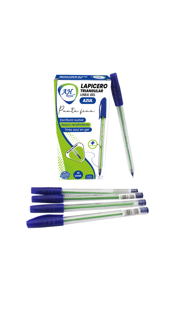 BOLIGRAFO AH ROYAL LINEA GEL 0.7 TRIANGULAR AZUL [PAC70196][PAC2049]