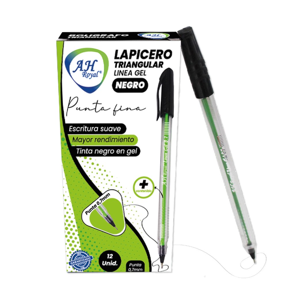 BOLIGRAFO AH ROYAL LINEA GEL 0.7 TRIANGULAR NEGRO [PAC2050][70195]