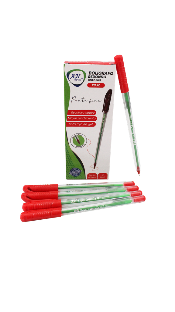 BOLIGRAFO AH ROYAL LINEA GEL 0.7 REDONDO ROJO [ROJO70631-2054]