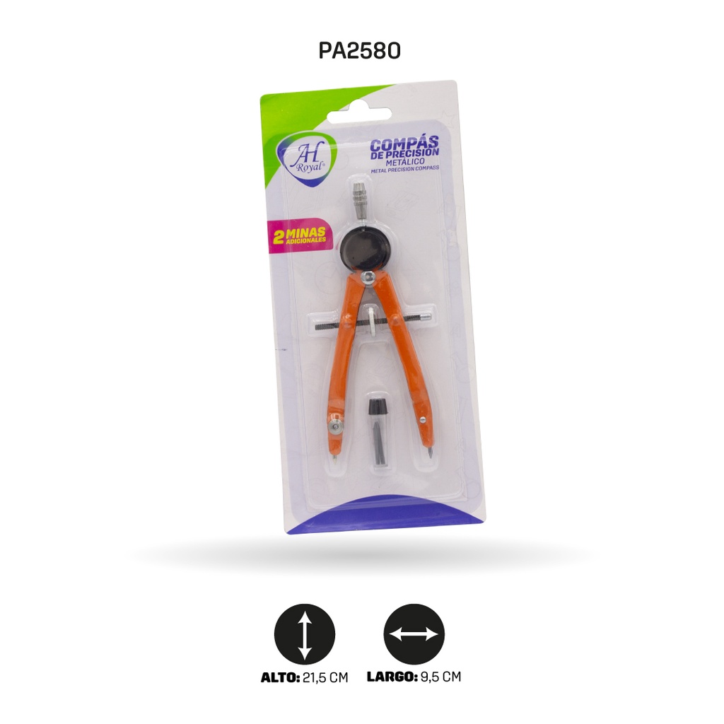 COMPÁS AH ROYAL METALICO DE PRECISION ENCARTONADO [PAC60038-2580]