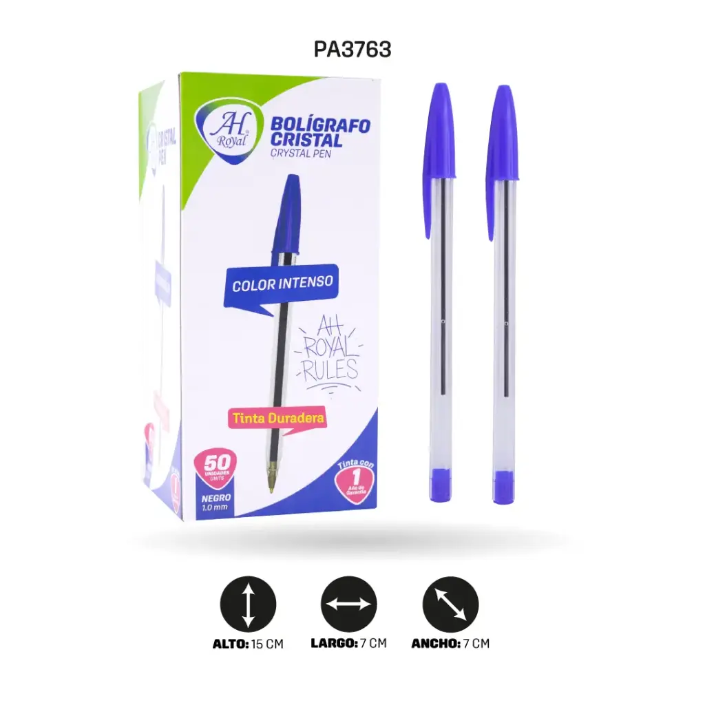 LAPICERO AH ROYAL CRISTAL AZUL DISPLEY x 50 Und  [PAC2416-3763-PAC2416-PAC70074-3763]