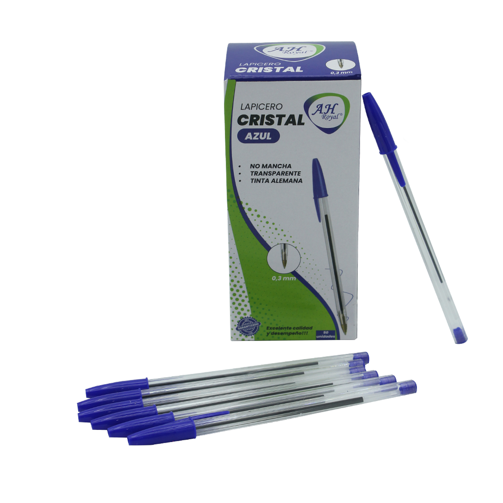 LAPICERO AH ROYAL CRISTAL AZUL DISPLEY x 50 Und  [PAC2416-3763-PAC2416-PAC70074-3763]