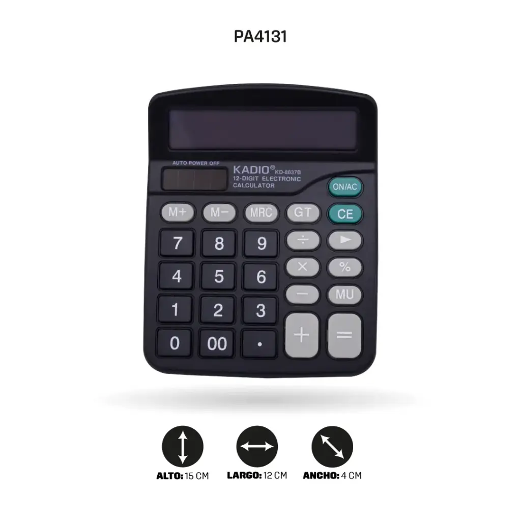 CALCULADORA KADIO KD8837B SOLAR 12 DIGITOS [PAC70624-4131]