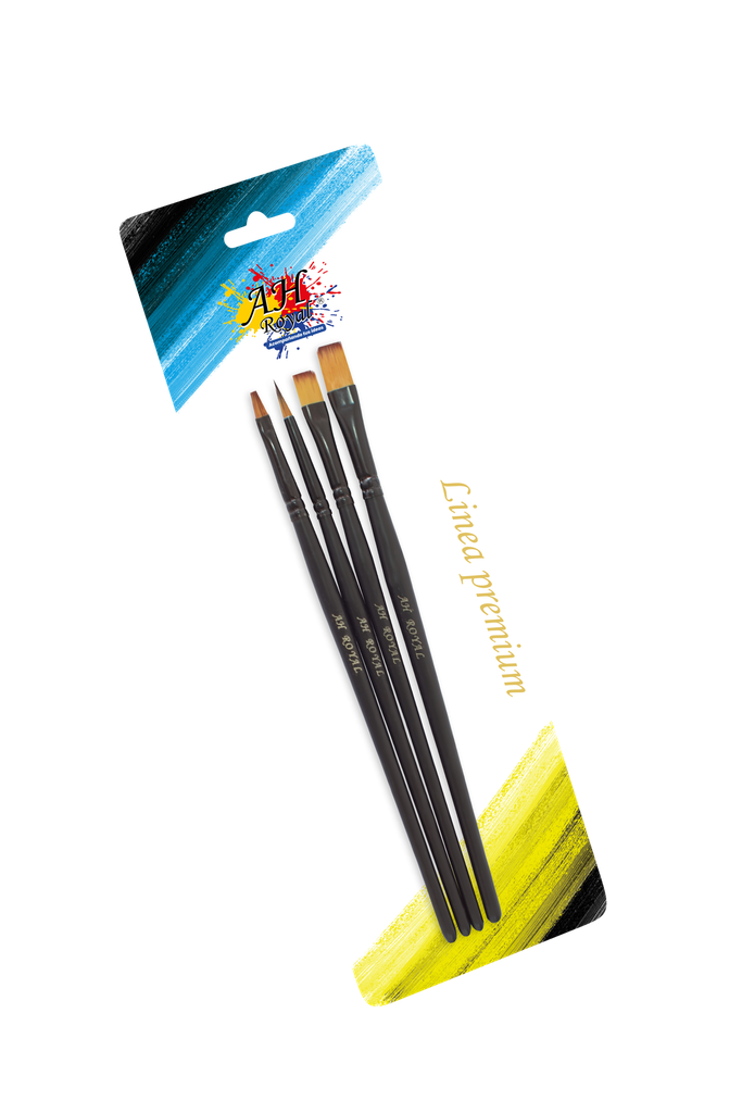 PINCEL AH ROYAL LINEA PLANO PREMIUM NEGRO X4 SURTIDO [PAC90357-1046]