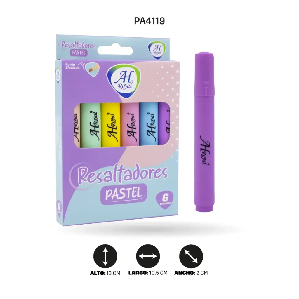 RESALTADOR AHROYAL PASTEL X 6 UNDS [PAC3578]