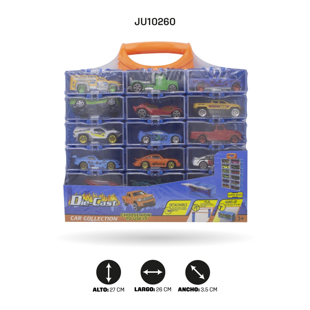 COCHE DE ALEACIÓN DESLIZANTE 1:64 18 PIEZAS [324-355]