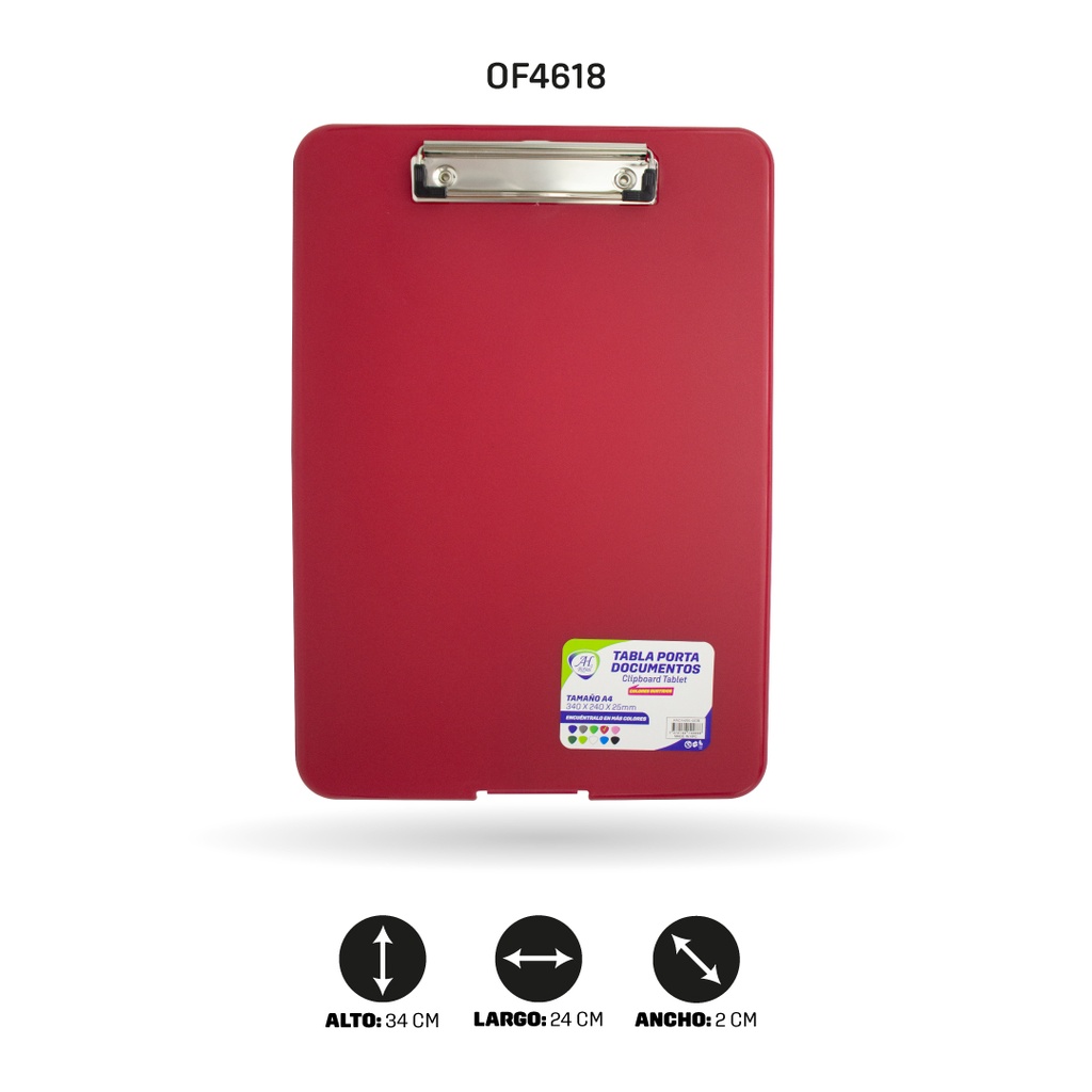 TABLA AHROYAL PORTA DOCUMENTOS COLOR ROJO TAMANO A4[PAC4495-4618]