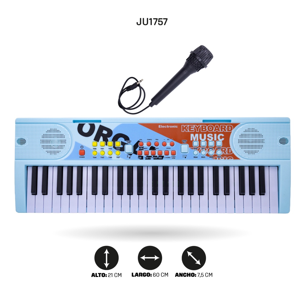TECLADO (AZUL CIELO) CON MICRÓFONO CABLE DE ALIMENTACIÓN USB [BX-1687]