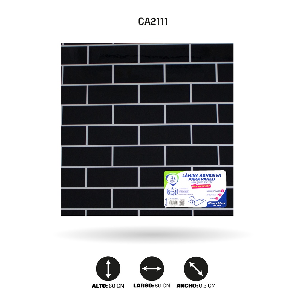LAMINA ADHESIVA PARA PARED LADRILLO NEGRO X10 UND 60CM FC7002 [PAC5466]