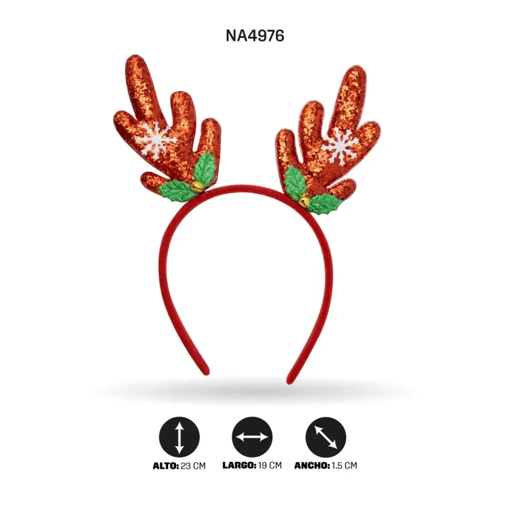 DIADEMA DE NAVIDAD CON ASTAS -17 BOX/12 [PAC4939]