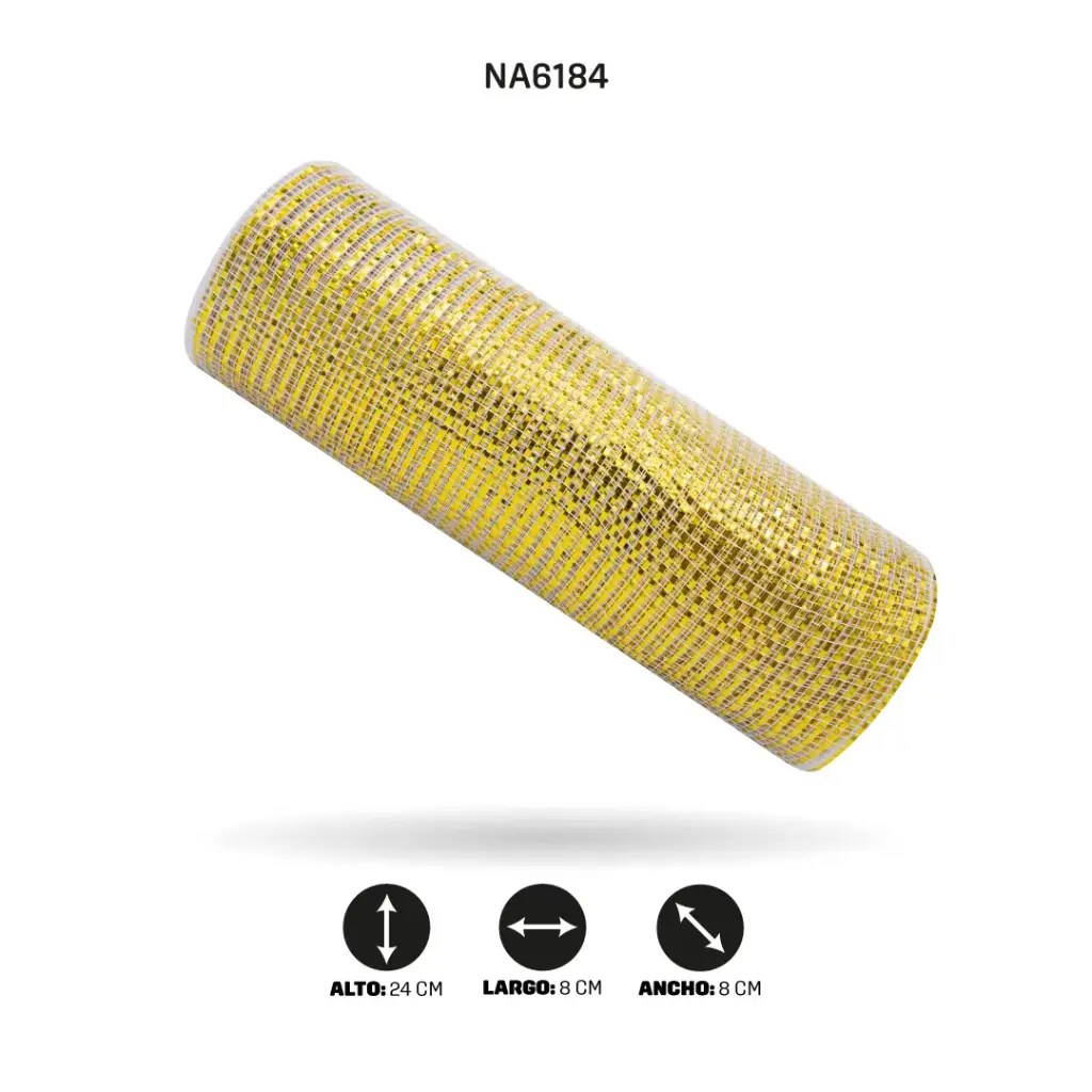 MALLA 24cm x 7m BLANCO DORADO [PAC5116]