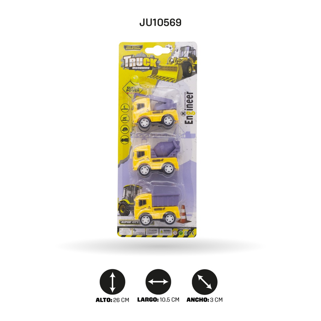 CONJUNTO COCHES DE CONSTRUCCIÓN DE RETROCESO - 3 PIEZAS [YD707A12]