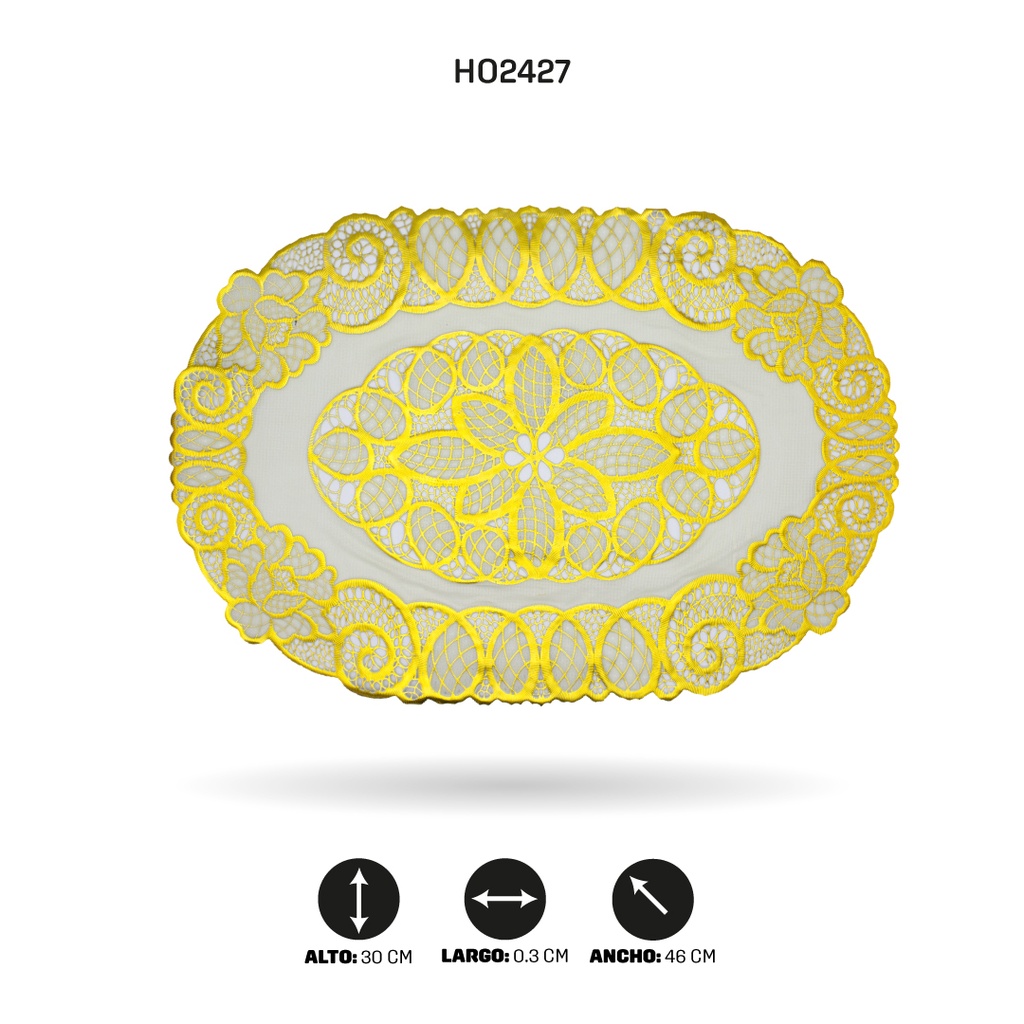 INDIVIDUAL DE MESA OVAL DORADO x 12 [PAC5285]