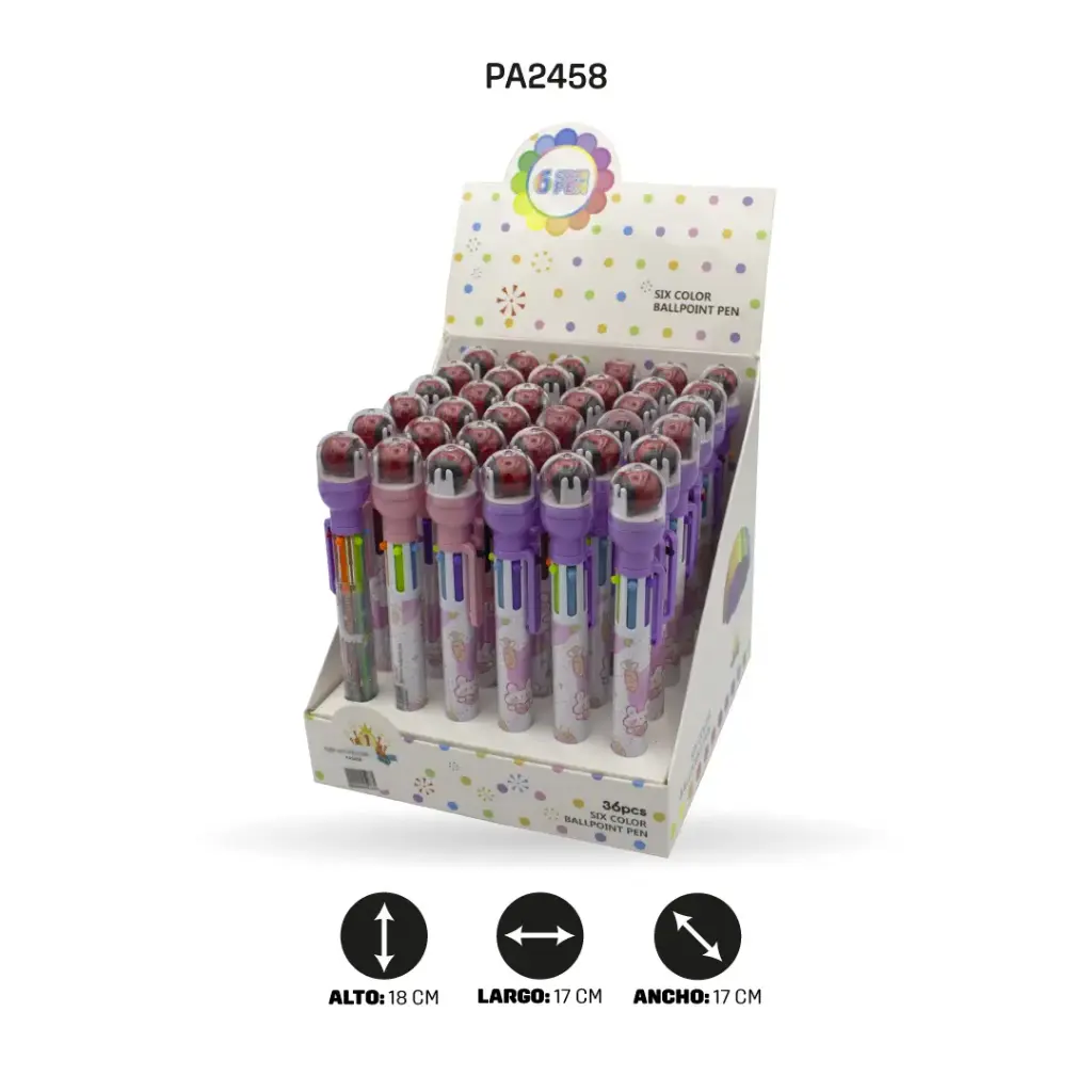 BOLIGRAFO 6 COLORES QM-912 CON SELLO [PAC4581]