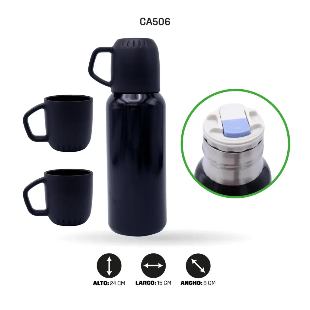 JUEGO DE TERMO 538ml CON POCILLOS sus 304 5173-2 [PAC6506]