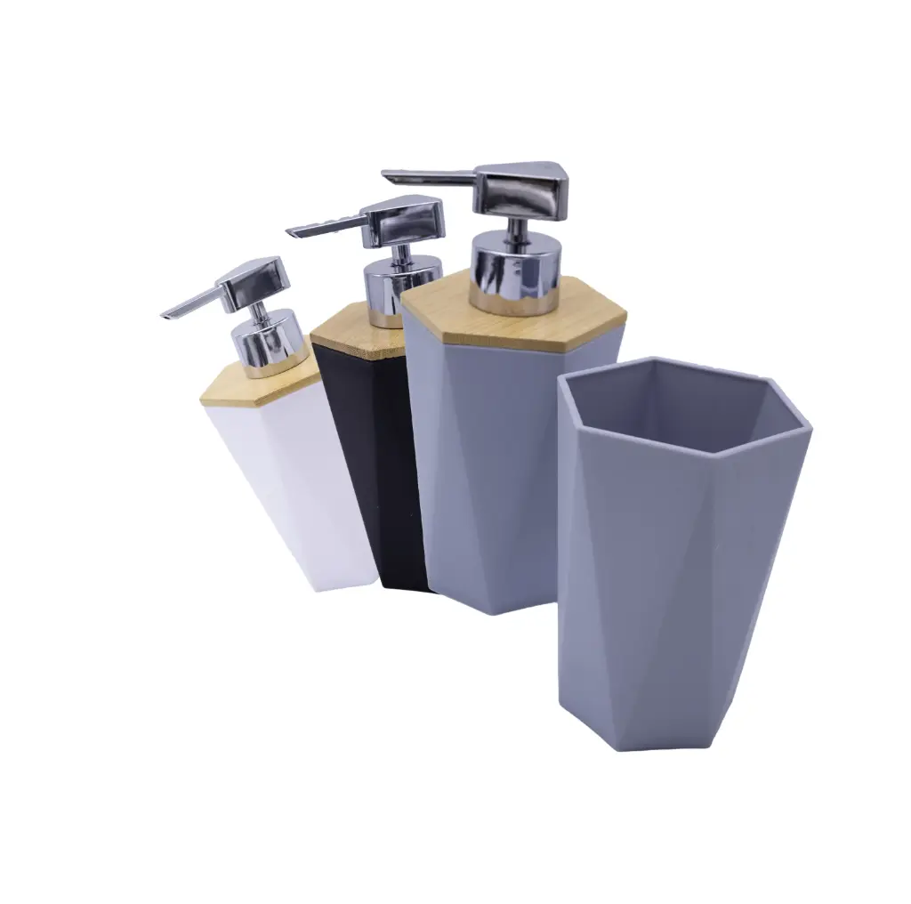 JUEGO DE BAÑO RECIPIOENTE JABON LÑIQUIDO + VASO O REPUESTO GK14451 [PAC6538]