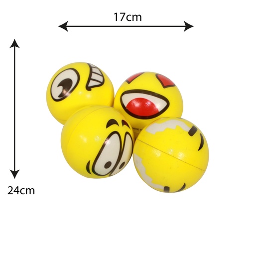 [CA1826] PELOTA ANTIESTRES 2.5IN MOTIVO CARA FELIZ Y EMOJIS X12 [PAC50002-1826]
