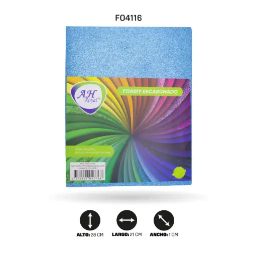 [FO4116] FOAMY CARTA AH ROYAL ESCARCHADO AZUL CLARO X 10 UNDS [AH11100315-4116-AH11100315]