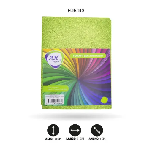 [FO5013] FOAMY CARTA AH ROYAL ESCARCHADO VERDE MANZANA X 10 UNDS [AH11101615]