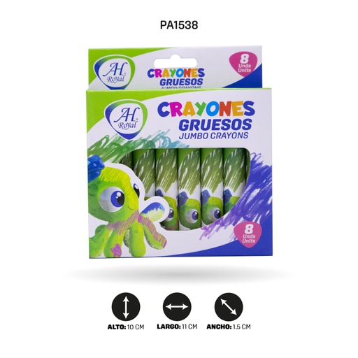 [PA1538] CRAYONES AH ROYAL GRUESOS X 8 UND [PAC70594-1538]